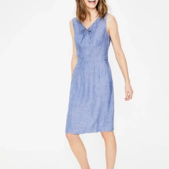 chinese dress ladies Erma Drop Waist Linen Dress-Chambray main image 1